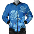 FUNSTUFFPRINT Hawaii Blue Hibiscus Turtle Polynesian Bomber Jacket - AH - R 3D Bomber Jacket