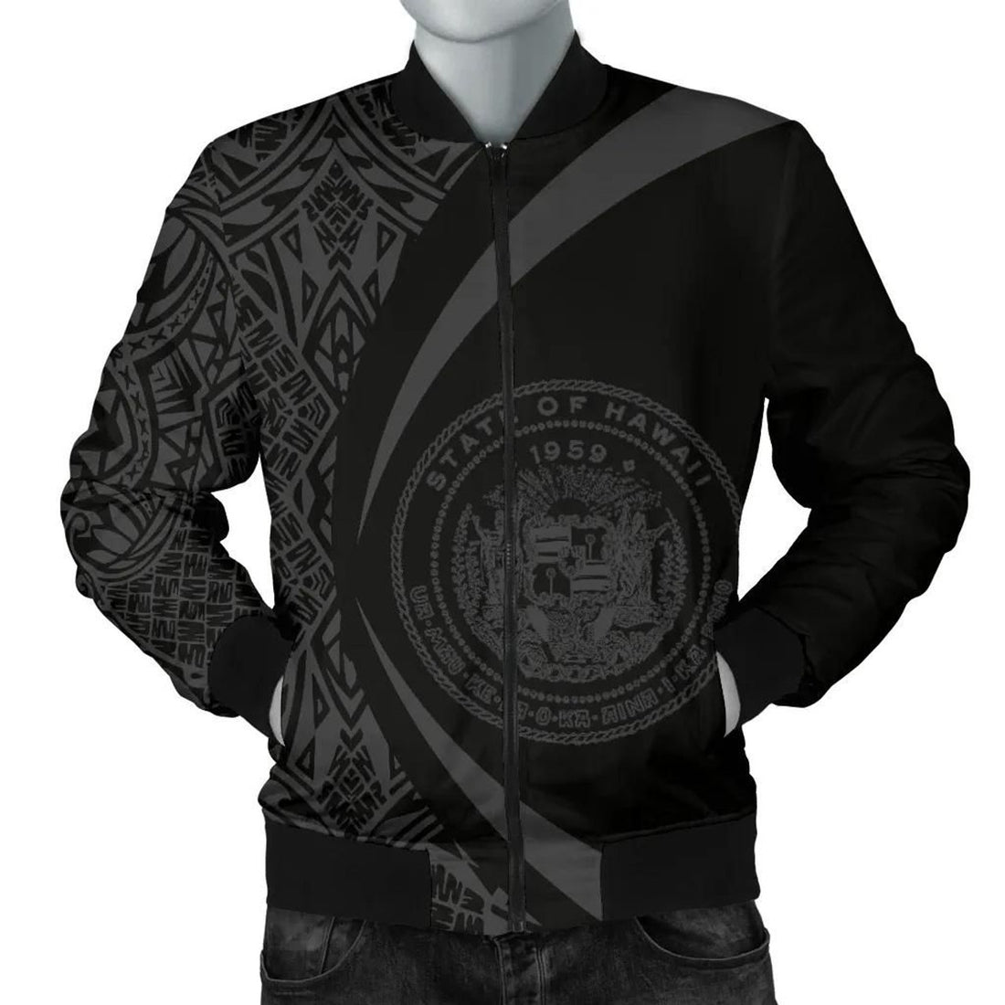 FUNSTUFFPRINT Hawaii Coat Of Arm Polynesian Men's Bomber Jacket - Circle Style 06 - AH - 3D Bomber Jacket