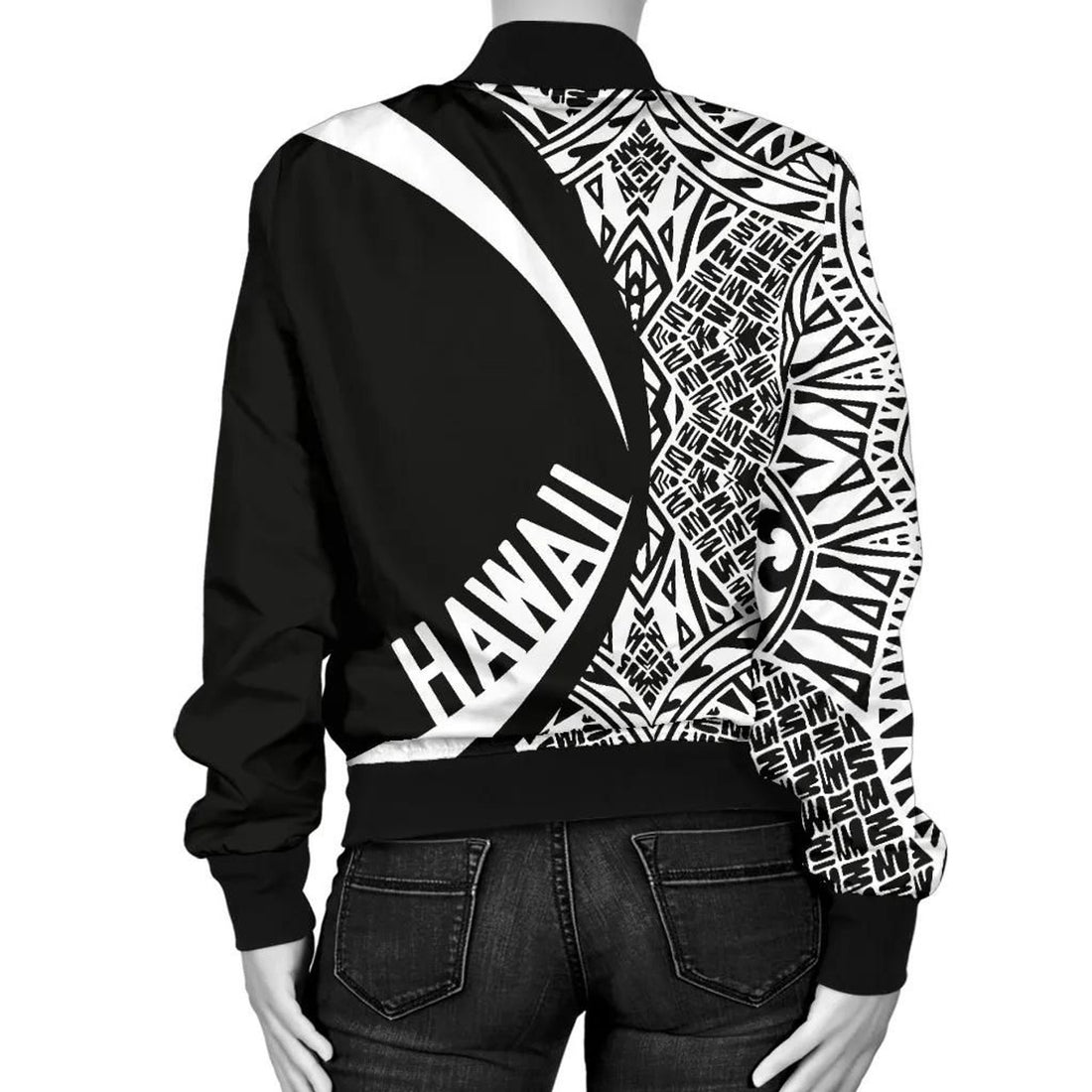 FUNSTUFFPRINT Hawaii Coat Of Arm Women's Bomber Jacket - Circle Style 01 - AH - 3D Bomber Jacket