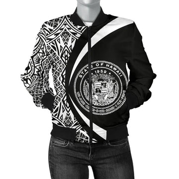 FUNSTUFFPRINT Hawaii Coat Of Arm Women's Bomber Jacket - Circle Style 01 - AH - 3D Bomber Jacket