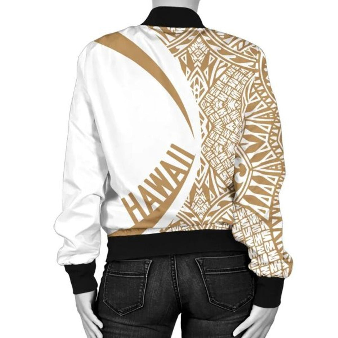 FUNSTUFFPRINT Hawaii Coat Of Arm Women's Bomber Jacket - Circle Style 06 - AH - Bomber Jacket