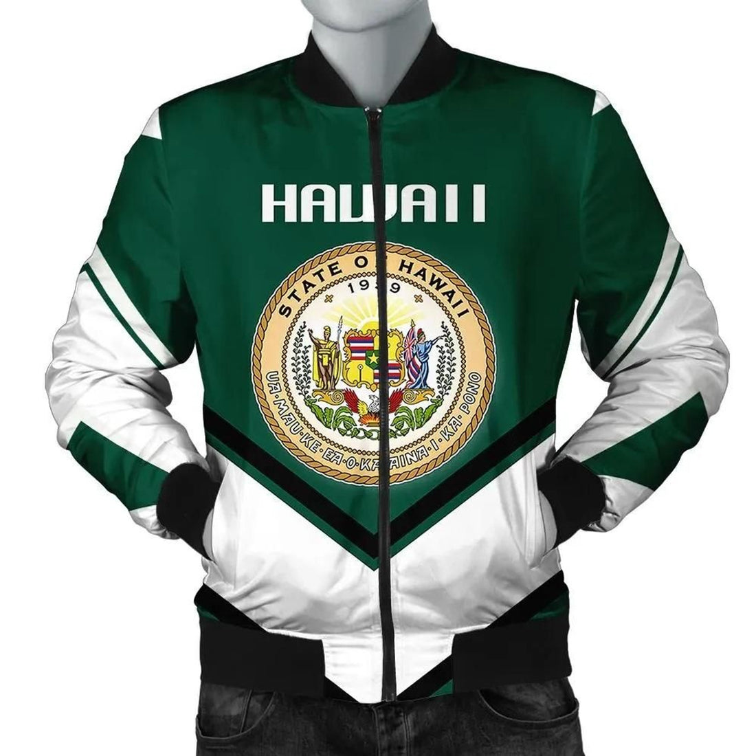 FUNSTUFFPRINT Hawaii Coat Of Arms Men Bomber Jacket Lucian Style 3D Bomber Jacket