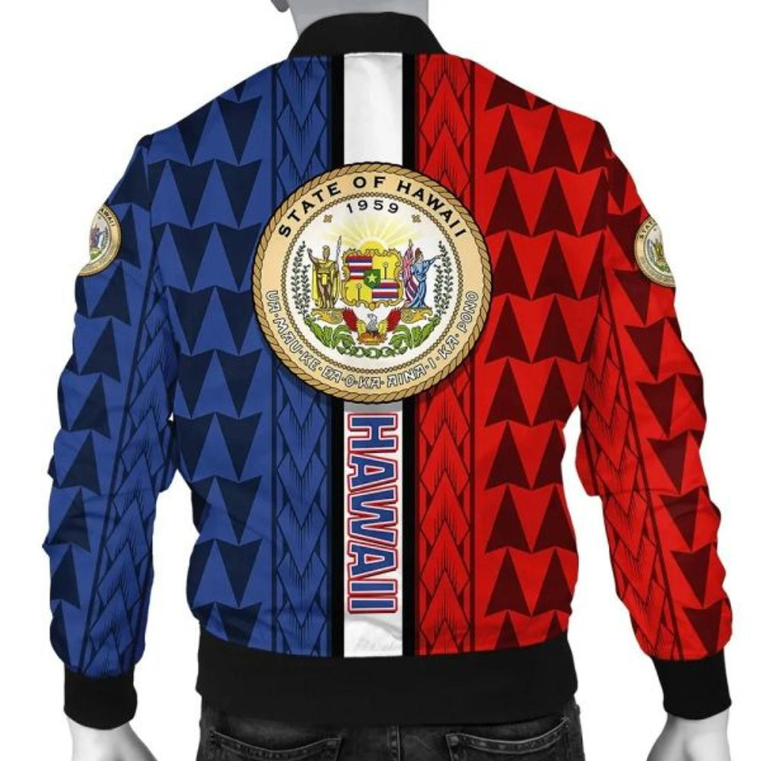 FUNSTUFFPRINT Hawaii Coat Of Arms Polynesian Bomber Jacket - Energetic - AH JW Bomber Jacket