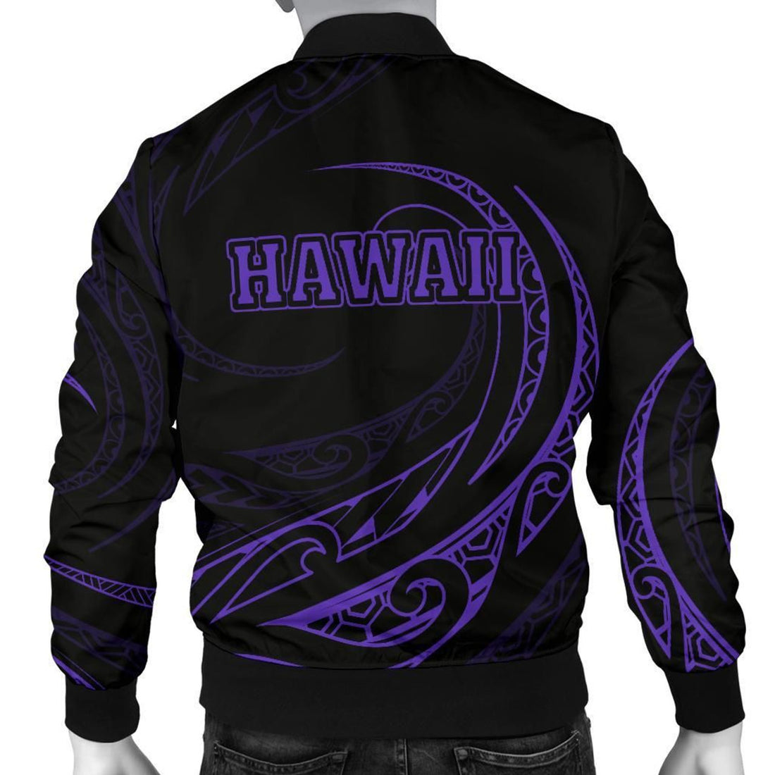 FUNSTUFFPRINT Hawaii Coat Of Arms Polynesian Men's Bomber Jacket - Purple - Frida Style - AH 3D Bomber Jacket