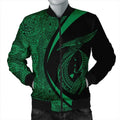 FUNSTUFFPRINT Hawaii Fish Hook Polynesian Bomber Jacket - Circle Style Green - AH - R 3D Bomber Jacket