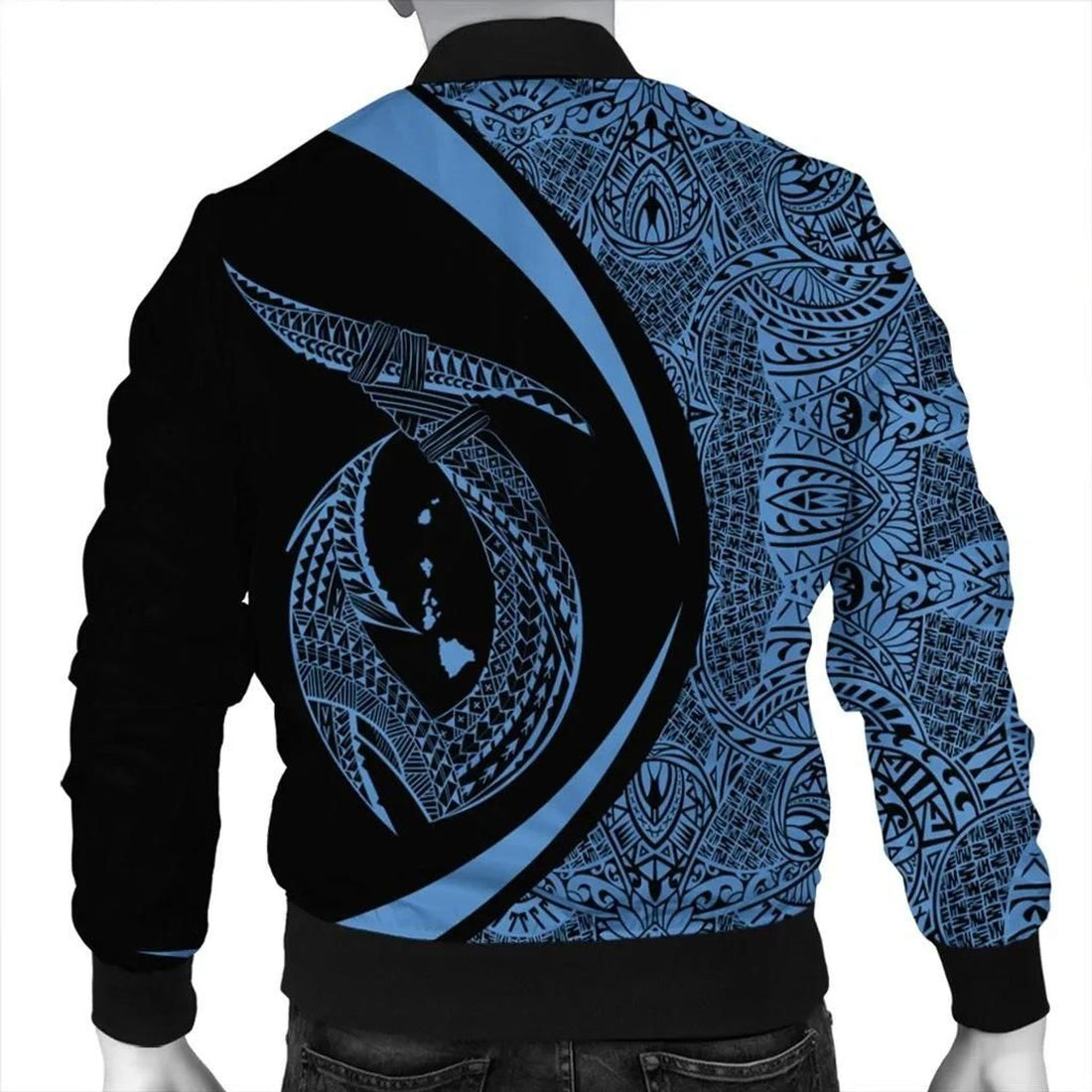 FUNSTUFFPRINT Hawaii Fish Hook Polynesian Bomber Jacket - Circle Style Pastel - AH - R 3D Bomber Jacket