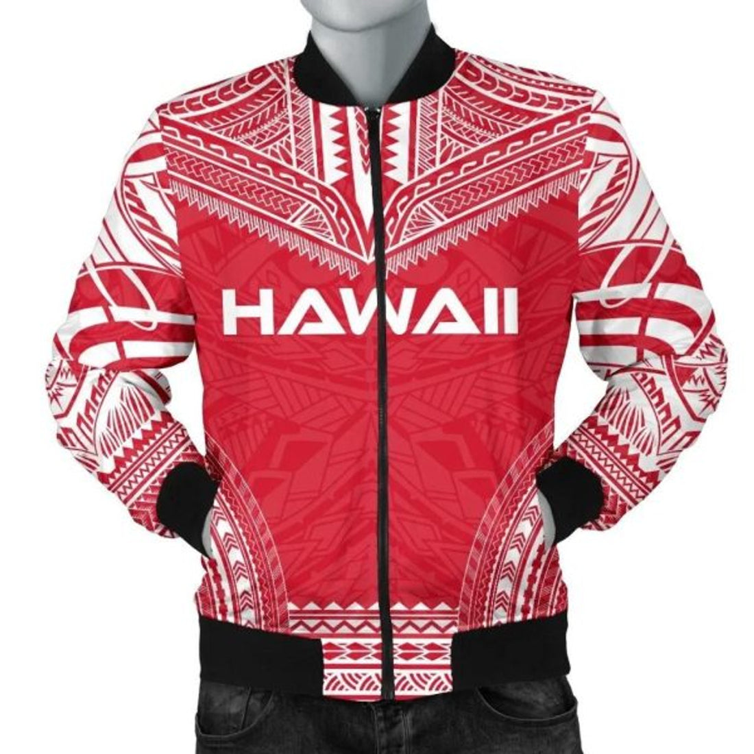 FUNSTUFFPRINT Hawaii Flag Polynesian Chief Men's Bomber Jacket - Bomber Jacket