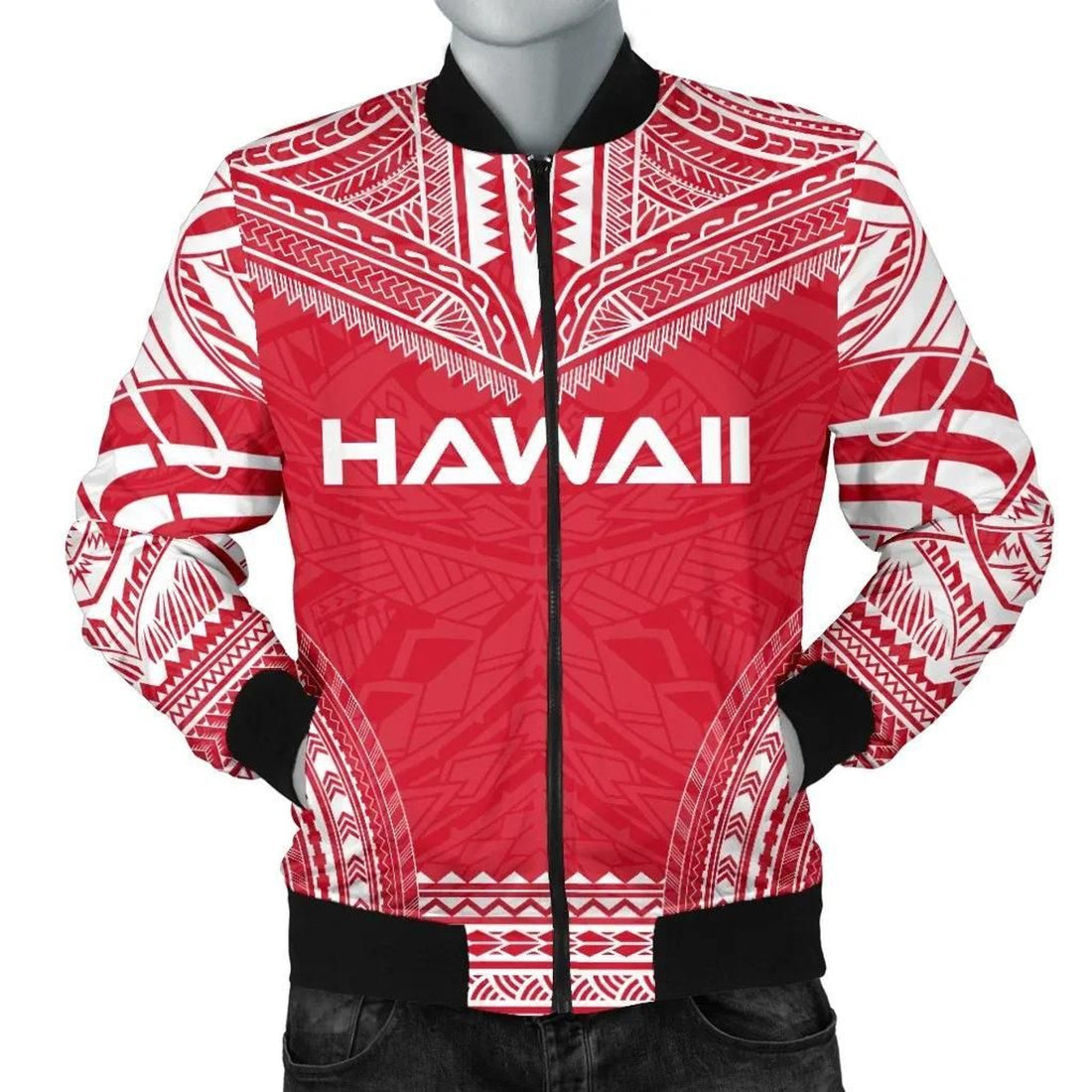 FUNSTUFFPRINT Hawaii Flag Polynesian Chief Men's 3D Bomber Jacket