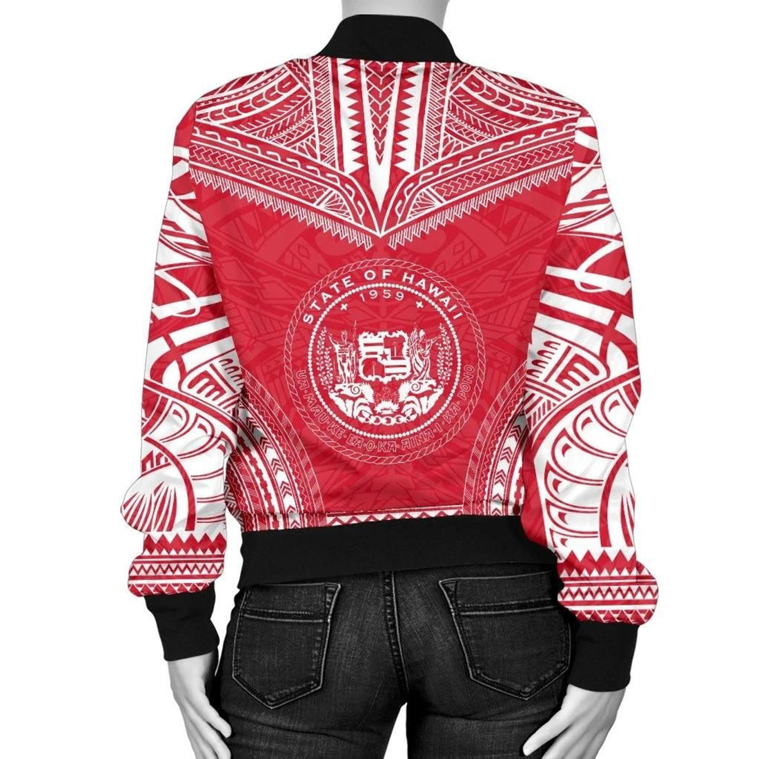 FUNSTUFFPRINT Hawaii Flag Polynesian Chief Women'S 3D Bomber Jacket