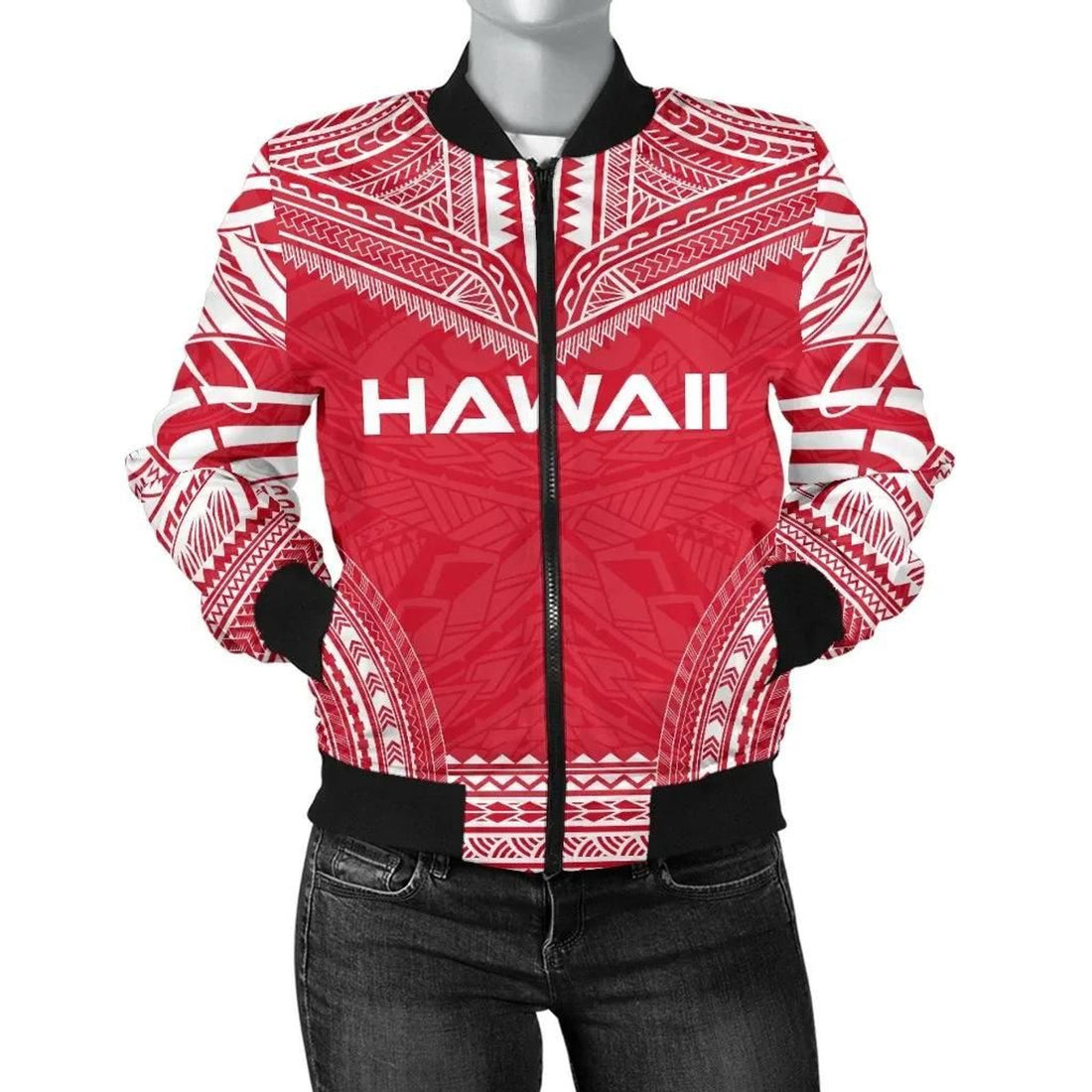 FUNSTUFFPRINT Hawaii Flag Polynesian Chief Women'S 3D Bomber Jacket