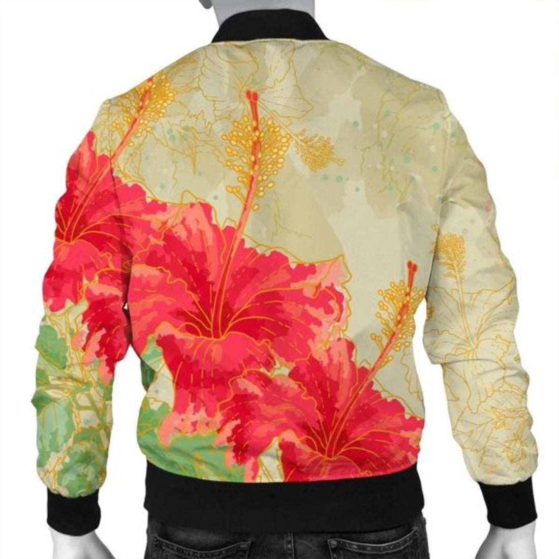 FUNSTUFFPRINT Hawaii Flower Hibiscus Bomber Jacket - AH - R Bomber Jacket
