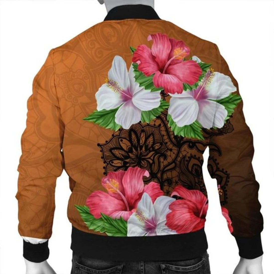 FUNSTUFFPRINT Hawaii Hibiscus Flower Polynesia Bomber Jacket - AH - JR Bomber Jacket