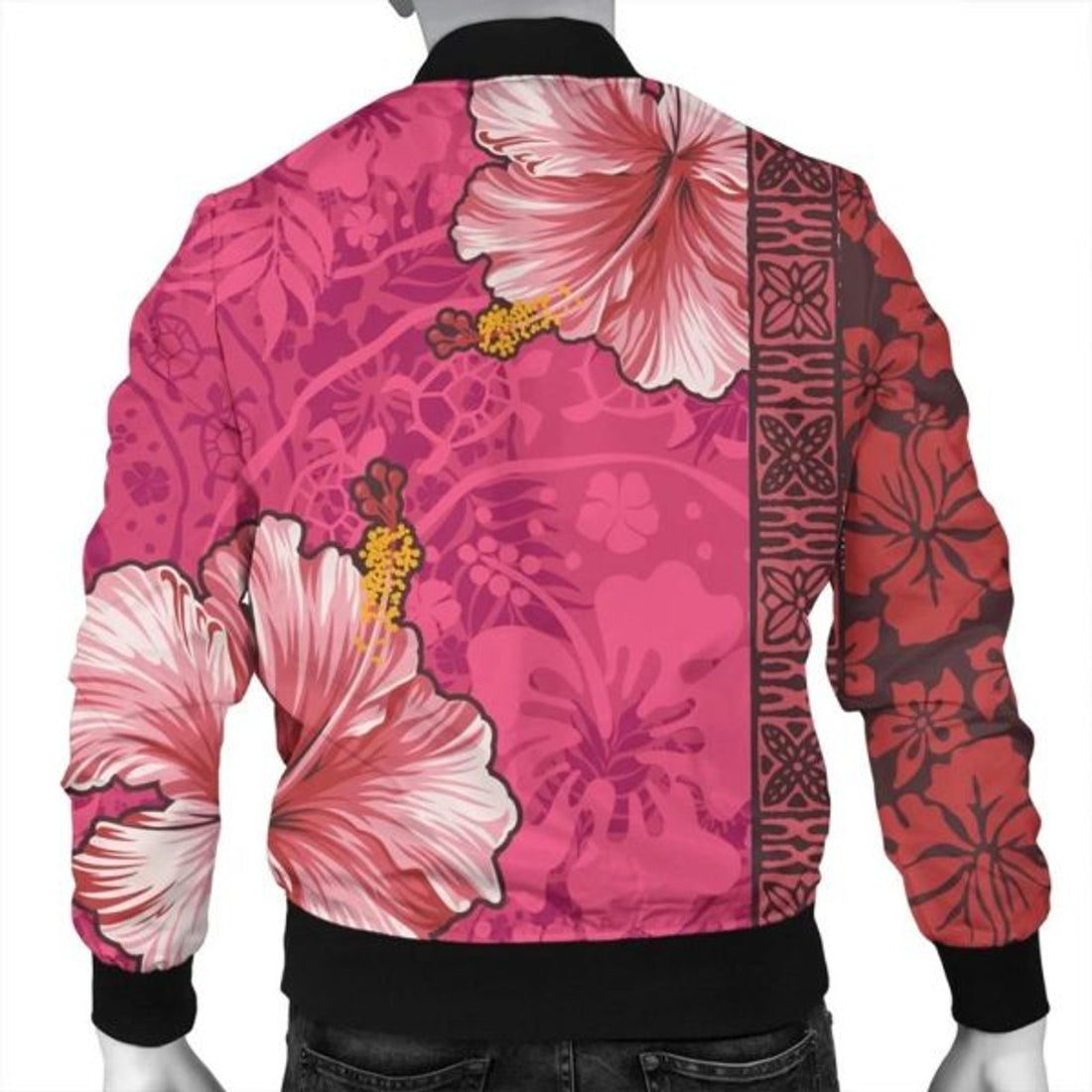 FUNSTUFFPRINT Hawaii Hibiscus Pattern Bomber Jacket - AH - R Bomber Jacket