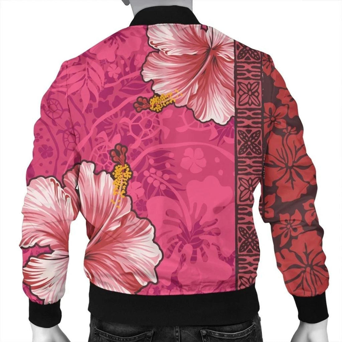 FUNSTUFFPRINT Hawaii Hibiscus Pattern Bomber Jacket - AH - R 3D Bomber Jacket