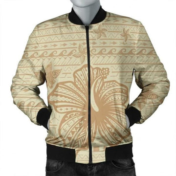 FUNSTUFFPRINT Hawaii Hibiscus Plumeria Kanaka Polynesian Vintage Bomber Jacket - AH - R Bomber Jacket
