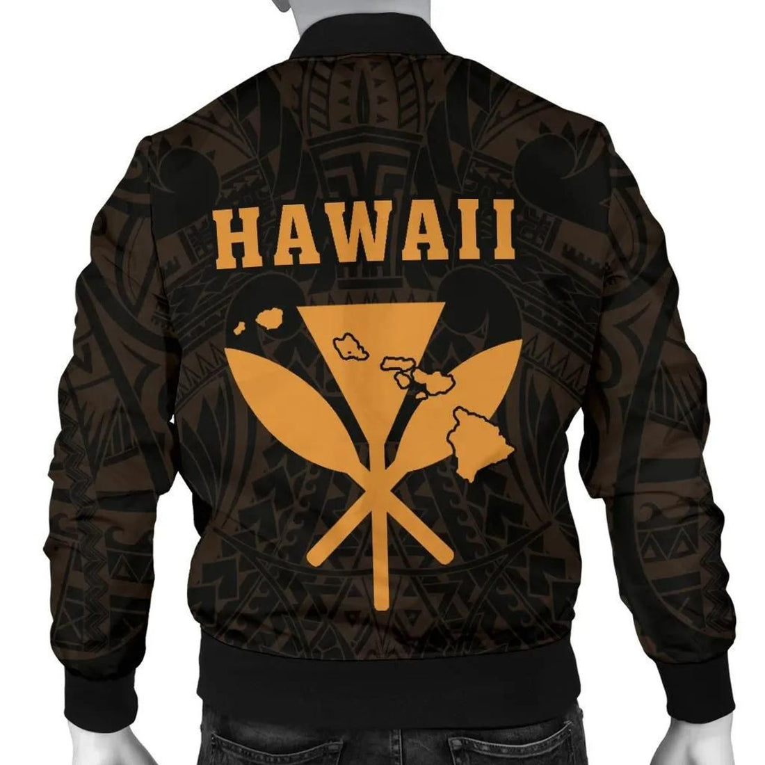 FUNSTUFFPRINT Hawaii Kakau Makau Fish Hook Kanaka Map Men's Bomber Jacket Polynesian - AH - 3D Bomber Jacket