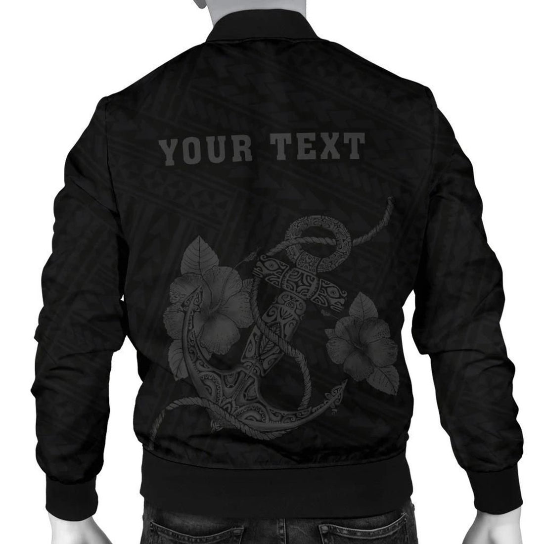 FUNSTUFFPRINT Hawaii Kakau Polynesian Anchor Personalized Men's Bomber Jacket - Grey - AH - 3D Bomber Jacket