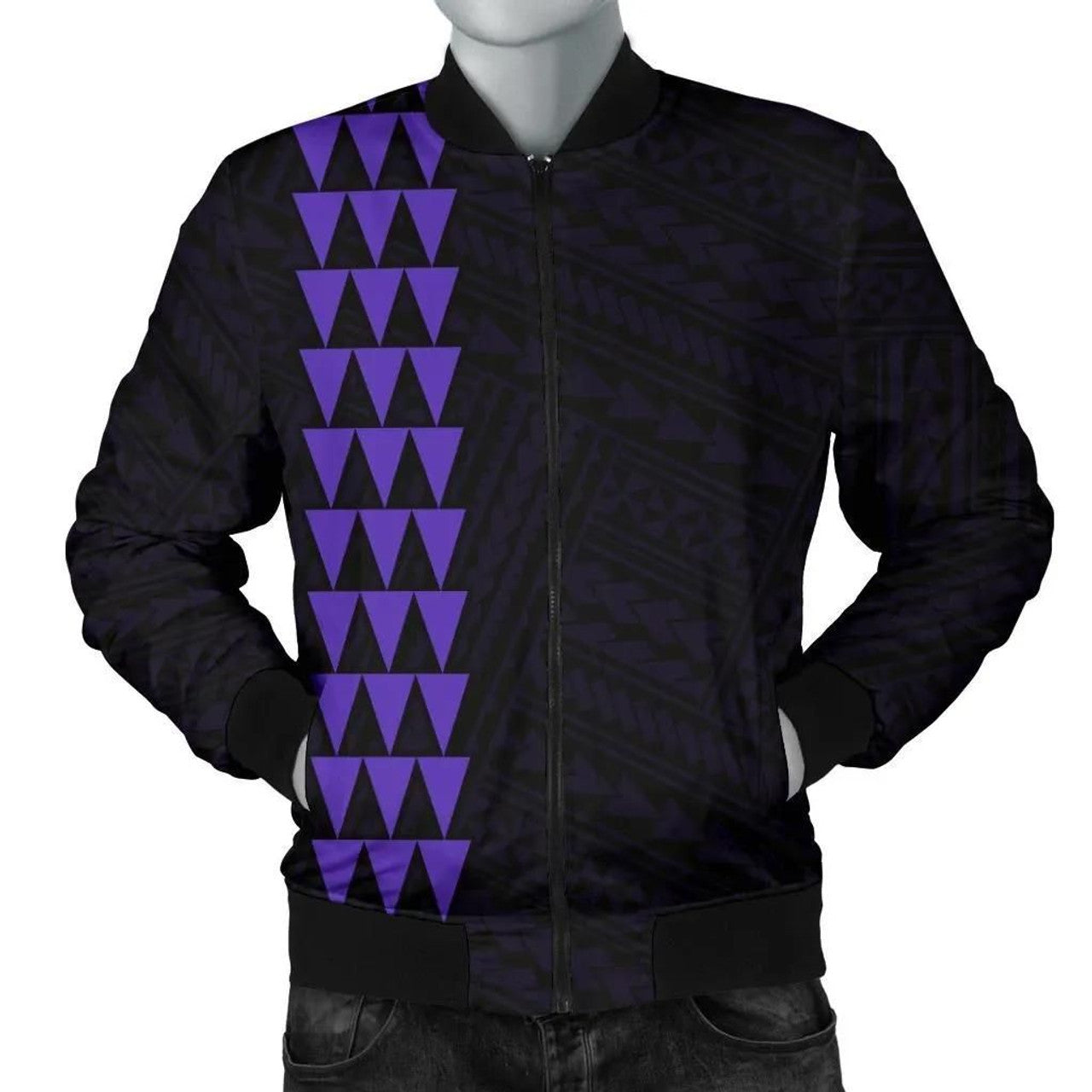FUNSTUFFPRINT Hawaii Kakau Polynesian Coat Of Arms Personalized Men's Bomber Jacket - Purple - AH - 3D Bomber Jacket