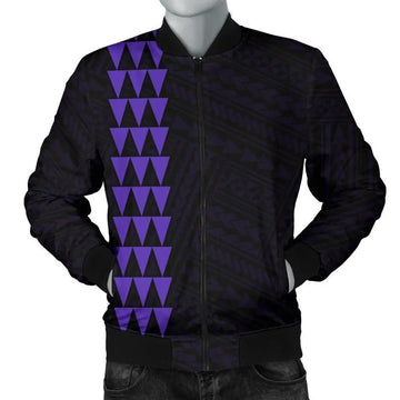 FUNSTUFFPRINT Hawaii Kakau Polynesian Coat Of Arms Personalized Men's Bomber Jacket - Purple - AH - 3D Bomber Jacket