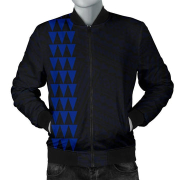 FUNSTUFFPRINT Hawaii Kakau Polynesian Hammerhead Shark Map Personalized Men's Bomber Jacket - Blue - AH - 3D Bomber Jacket