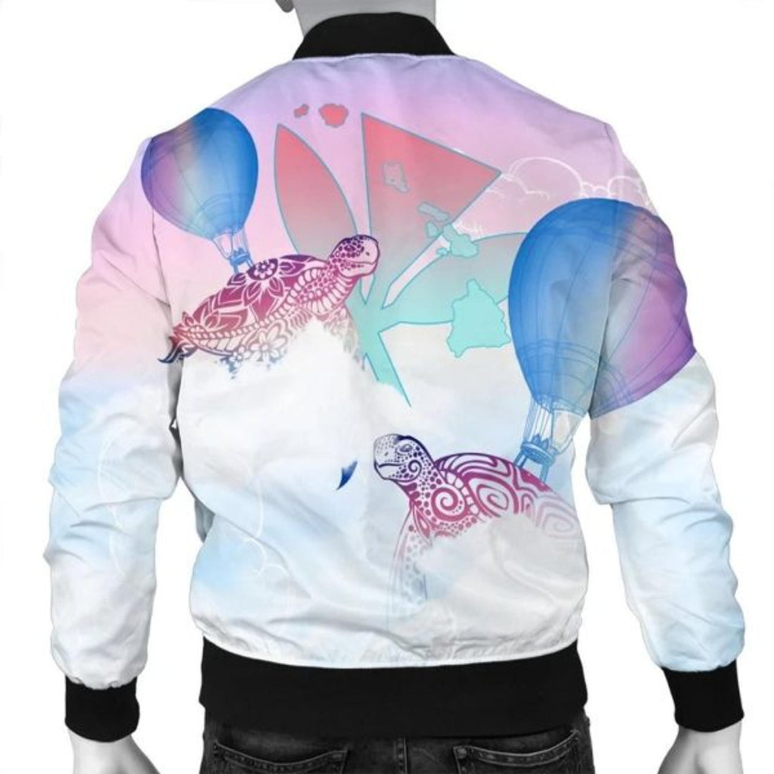 FUNSTUFFPRINT Hawaii Kanaka Map Horizon Turtle Bomber Jacket - AH - R Bomber Jacket