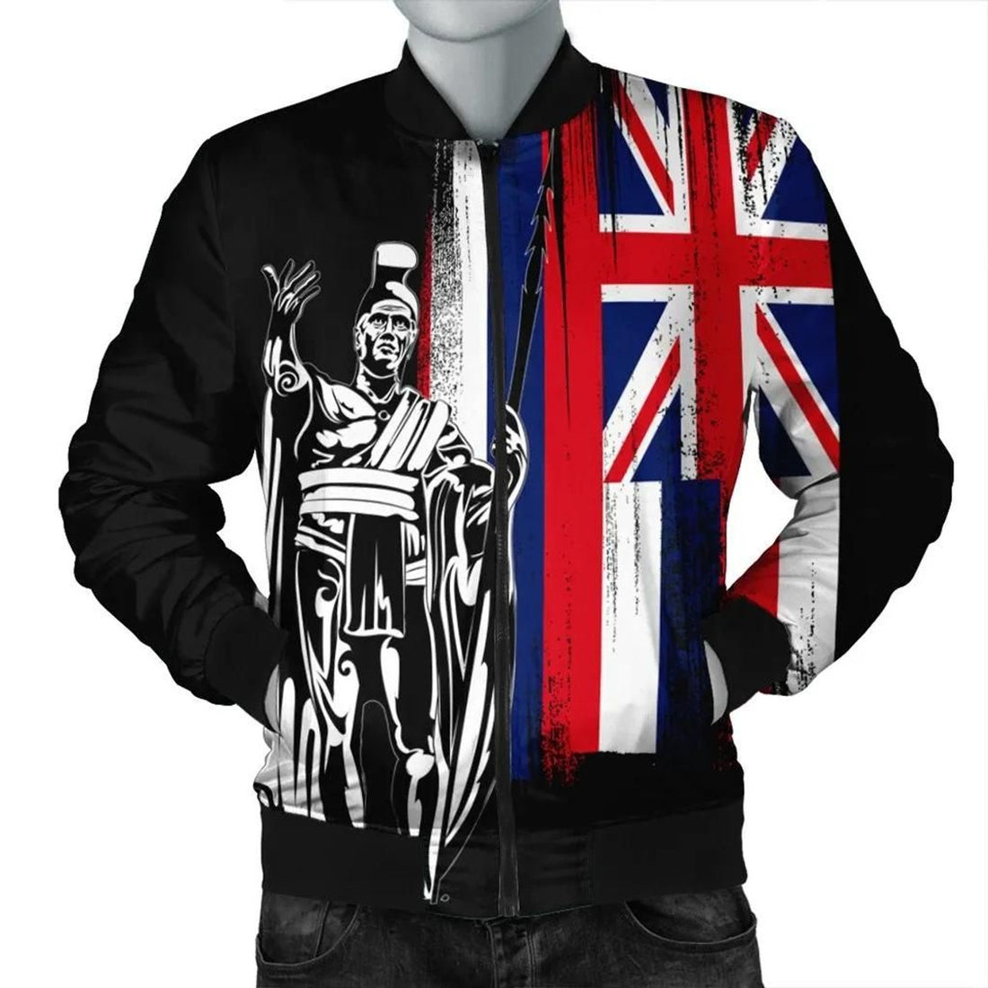FUNSTUFFPRINT Hawaii King Flag Bomber Jacket - AH - R 3D Bomber Jacket