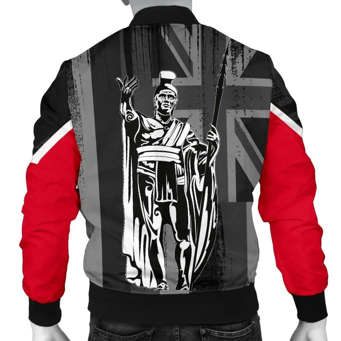FUNSTUFFPRINT Hawaii King Flag Polynesian Men's Bomber Jacket - Gray - AH 3D Bomber Jacket