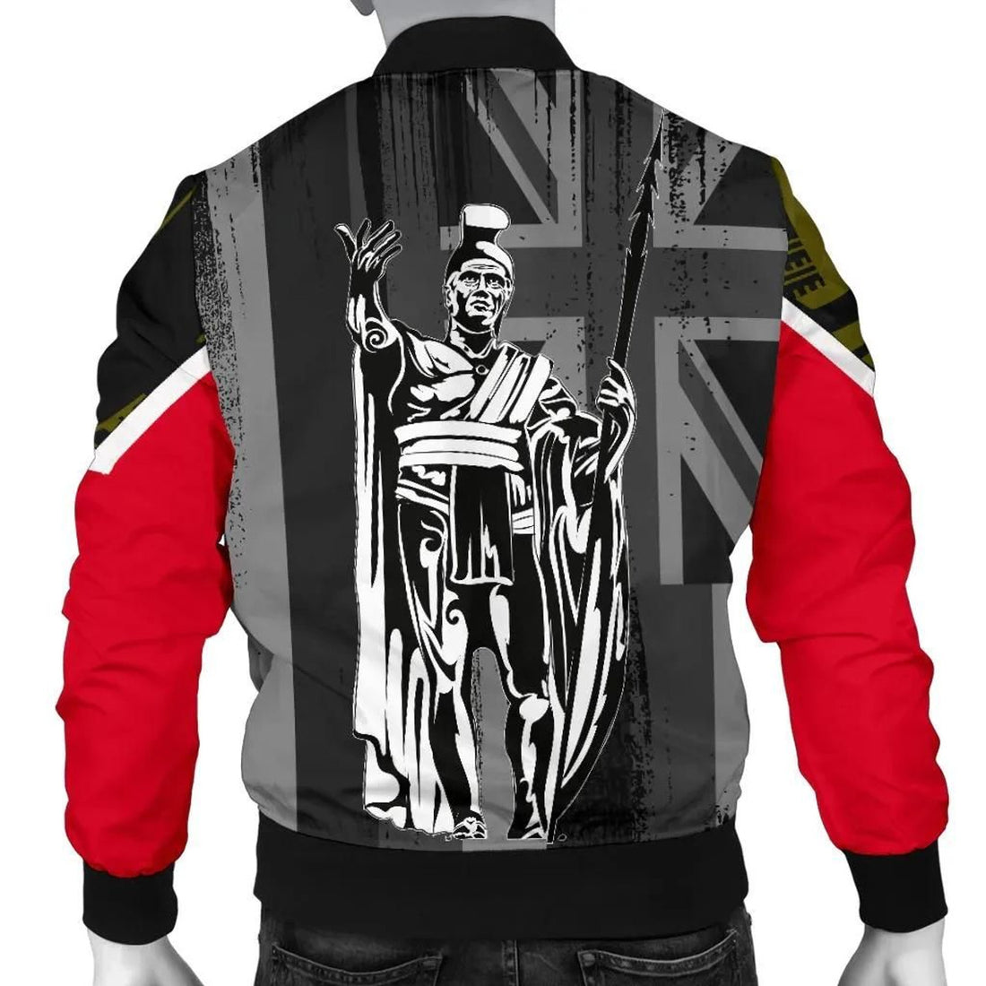 FUNSTUFFPRINT Hawaii King Flag Polynesian Men's Bomber Jacket - Yellow - AH 3D Bomber Jacket