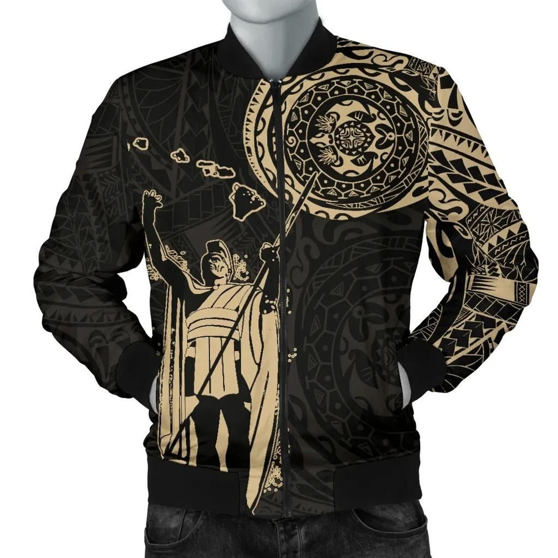 FUNSTUFFPRINT Hawaii King Kanaka Maoli Men's 3D Bomber Jacket
