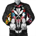 FUNSTUFFPRINT Hawaii Map Kanaka Two Men Holding Flag Bomber Jacket