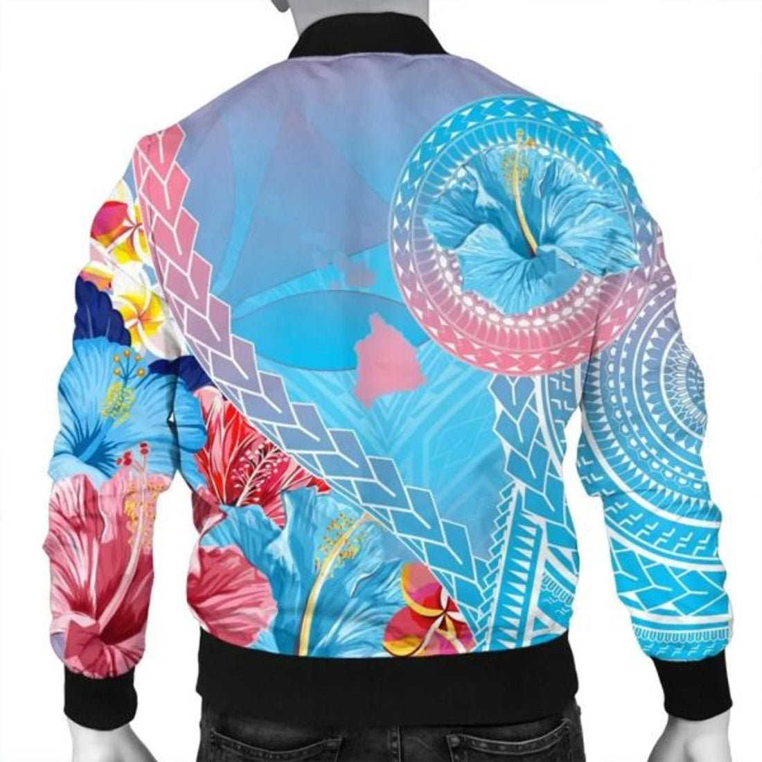FUNSTUFFPRINT Hawaii Map Sweet Dream Kanaka Polynesian Hibiscus Bomber Jacket - AH - R Bomber Jacket