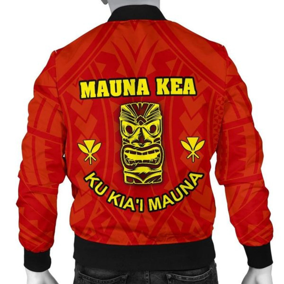 FUNSTUFFPRINT Hawaii Mauna Kea Men's Custom Personalised Bomber Jacket - Tiki Mask - Bomber Jacket