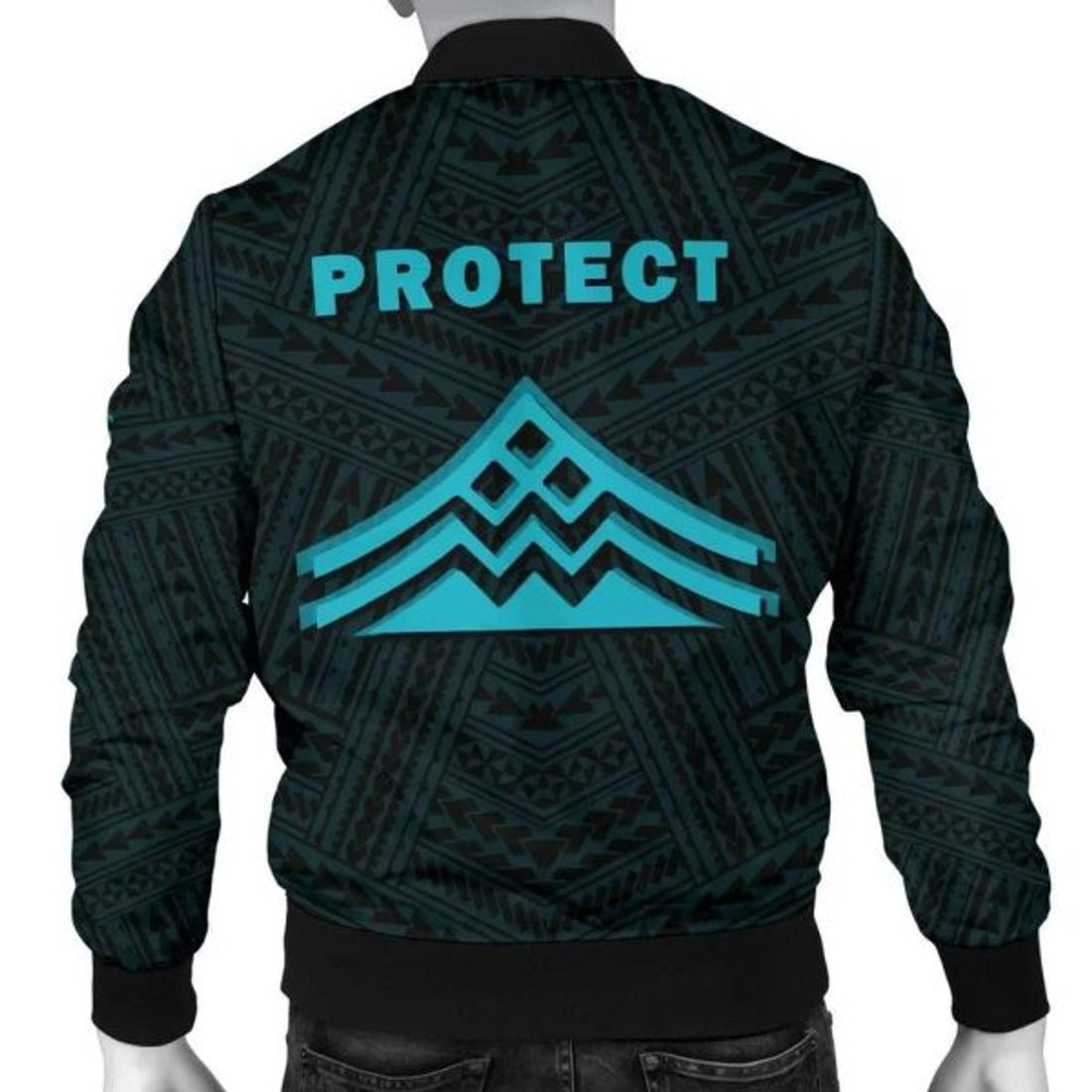 FUNSTUFFPRINT Hawaii Mauna Kea Polynesian Men's Bomber Jacket Blue - AH - Bomber Jacket
