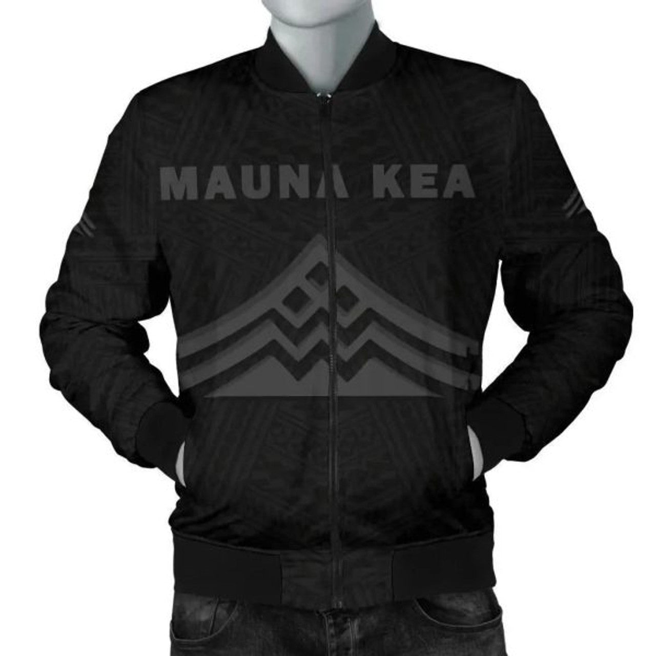 FUNSTUFFPRINT Hawaii Mauna Kea Polynesian Men's Bomber Jacket Grey - AH - Bomber Jacket