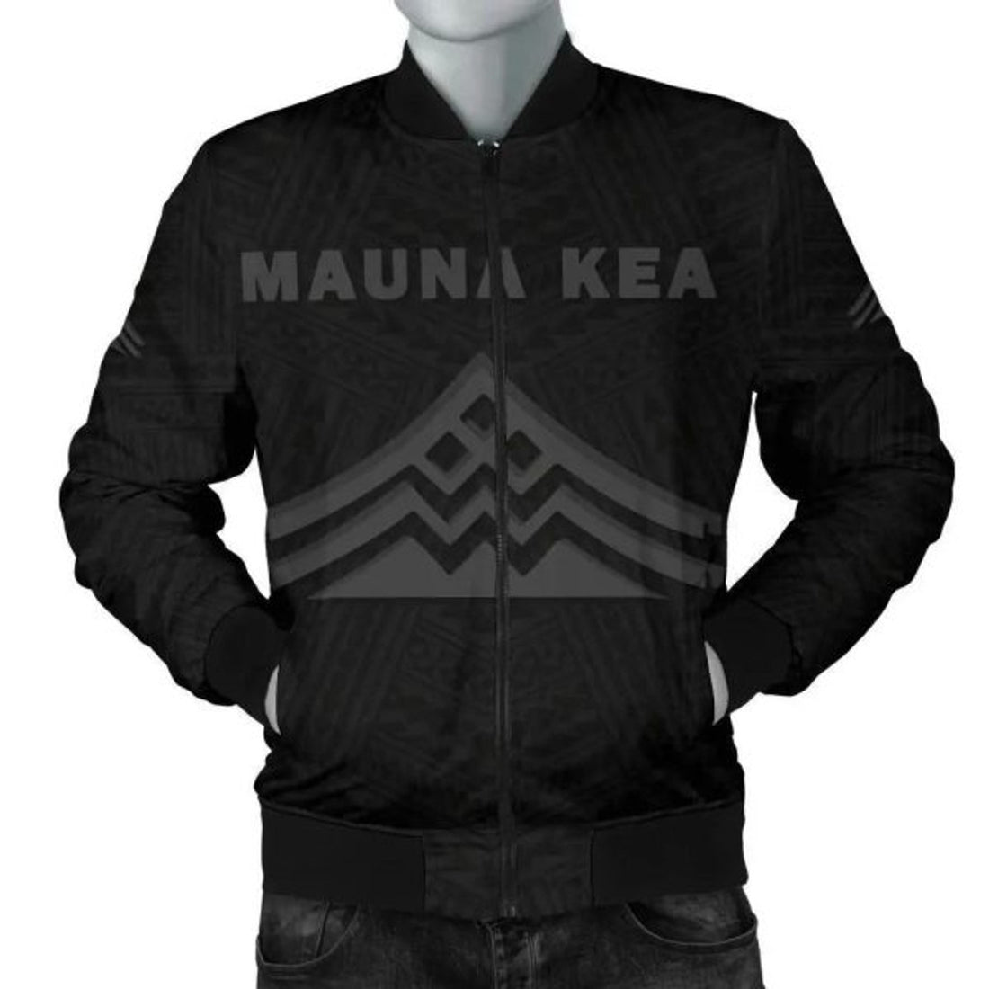 FUNSTUFFPRINT Hawaii Mauna Kea Polynesian Men's Bomber Jacket Grey - AH - Bomber Jacket