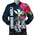 FUNSTUFFPRINT Hawaii Men's Bomber Jacket - Polynesian Hibiscus with Summer Vibes - Bomber Jacket