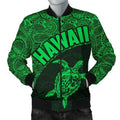 FUNSTUFFPRINT Hawaii Men's Bomber Jacket Turtle Mermaid Polynesian Black Green Version Bomber Jacket