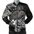 FUNSTUFFPRINT Hawaii Polynesian Men's Bomber Jacket - Kanaka Maoli White Shark Polynesian Tattoo - Bomber Jacket