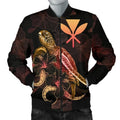 FUNSTUFFPRINT Hawaii Polynesian Men's Bomber Jacket - Turtle With Blooming Hibiscus Gold 3D Bomber Jacket