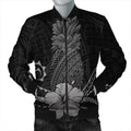 FUNSTUFFPRINT Hawaii Polynesian Pineapple Hibiscus Bomber Jacket - Gray - AH - R Bomber Jacket