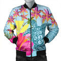 FUNSTUFFPRINT Hawaii Sea Turtle Hibiscus Kanaka Bomber Jacket - AH - R Bomber Jacket
