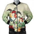 FUNSTUFFPRINT Hawaii Turtle Flowers Coconut Tree Leaf Bomber Jacket - AH - R Bomber Jacket