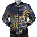 FUNSTUFFPRINT Hawaii Turtle Hibiscus Gold Bomber Jacket - Kyn Style - AH - R Bomber Jacket