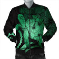 FUNSTUFFPRINT Hawaii Turtle Hibiscus Polynesian Vintage Bomber Jacket