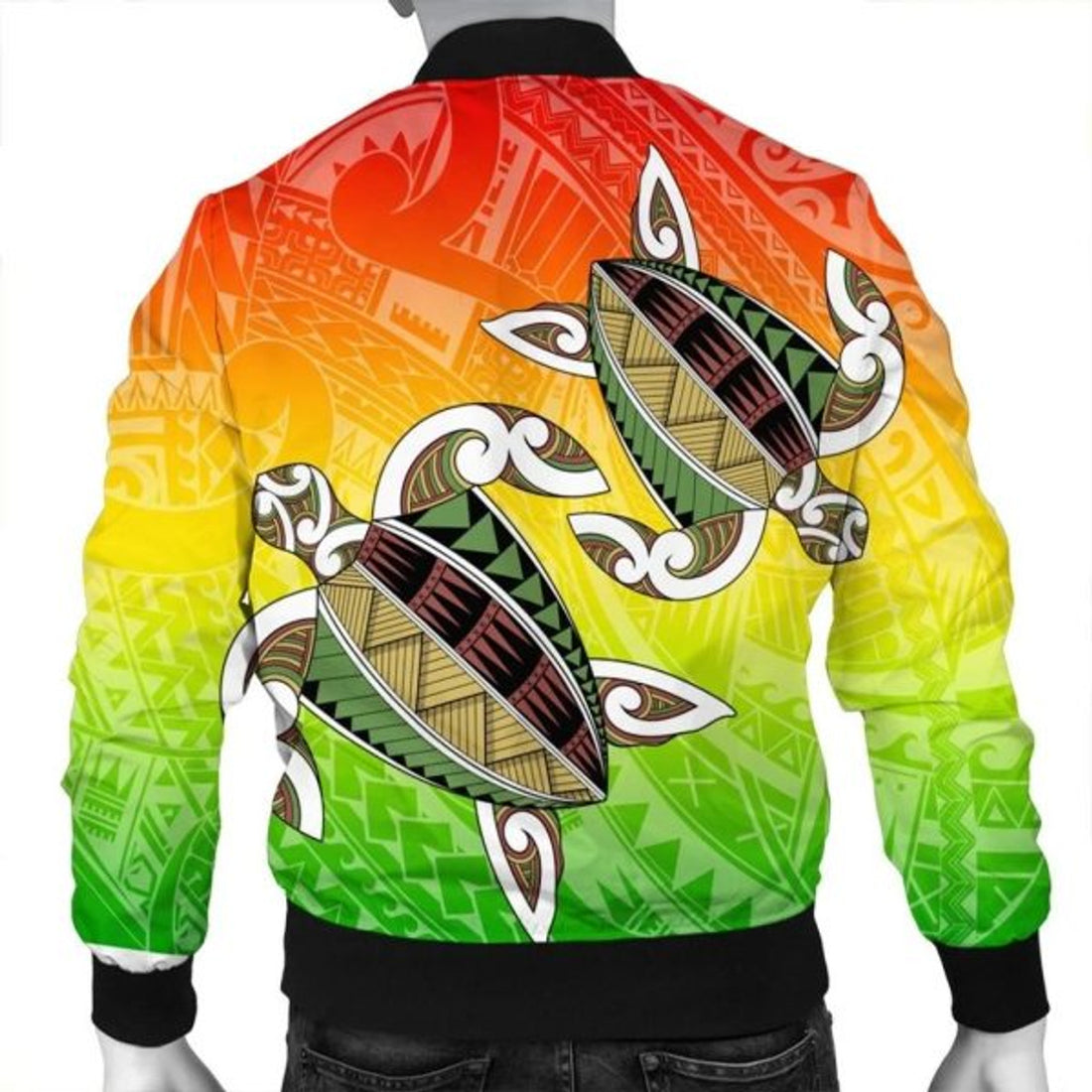 FUNSTUFFPRINT Hawaii Turtle Kanaka Maoli Bomber Jacket - AH - R Bomber Jacket