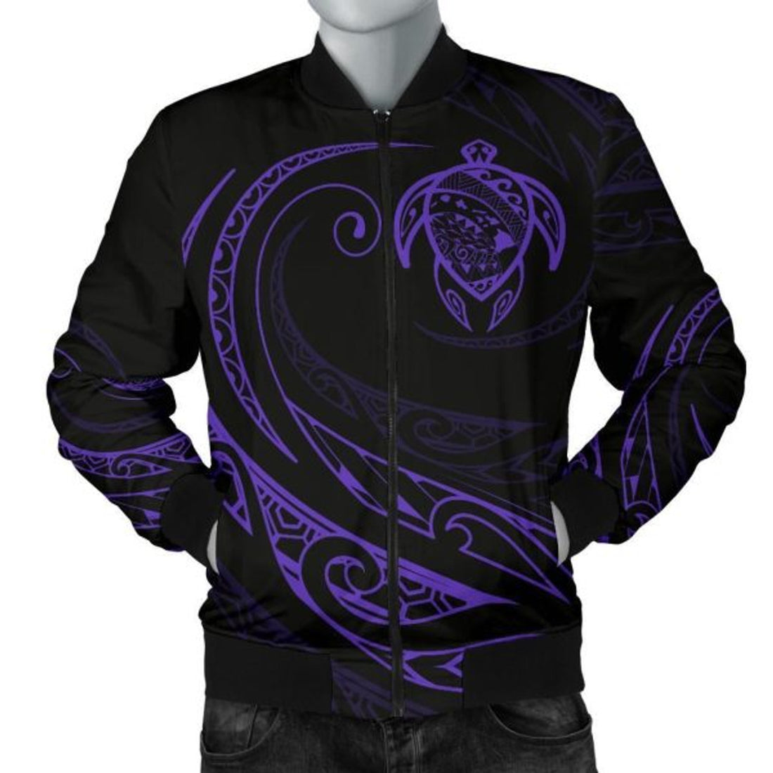 FUNSTUFFPRINT Hawaii Turtle Map Polynesian Women's Bomber Jacket