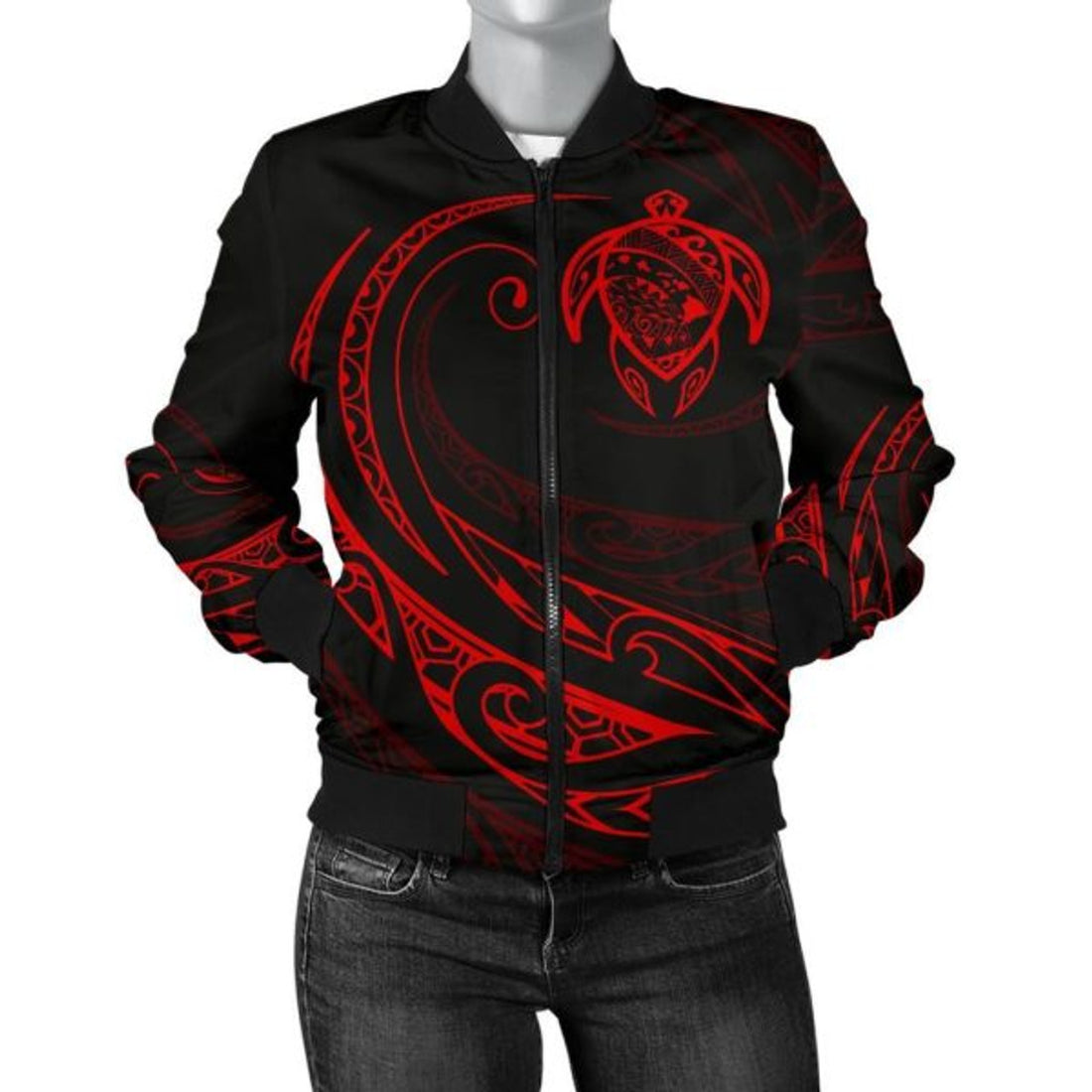 FUNSTUFFPRINT Hawaii Turtle Map Polynesian Women's Bomber Jacket