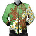 FUNSTUFFPRINT Hawaii Turtle Plumeria Bomber Jacket - Green Style - AH - R