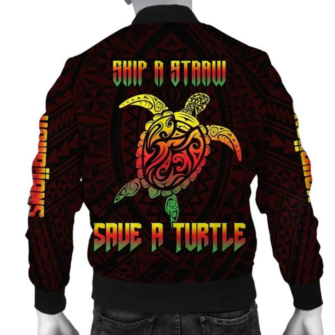 FUNSTUFFPRINT Hawaii Turtle Polynesian Bomber Jacket - Cool - AH JW Bomber Jacket