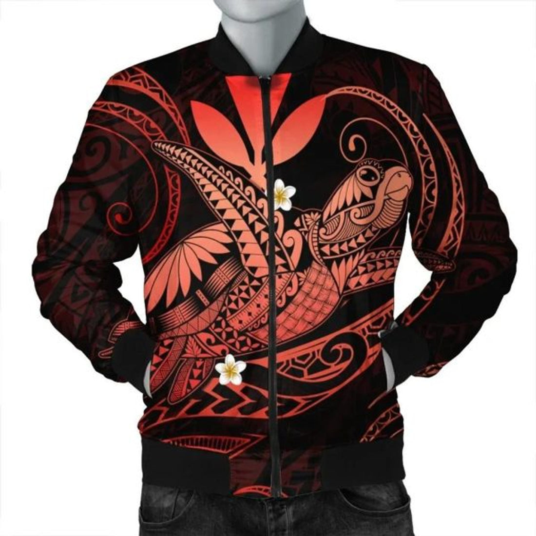 FUNSTUFFPRINT Hawaii Turtle Polynesian Bomber Jacket